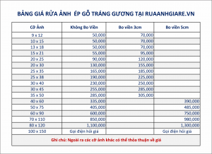 Bảng giá rửa ảnh ép gỗ tráng gương