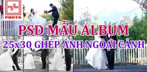 PSD mẫu album ghép ảnh ngoại cảnh 25x30